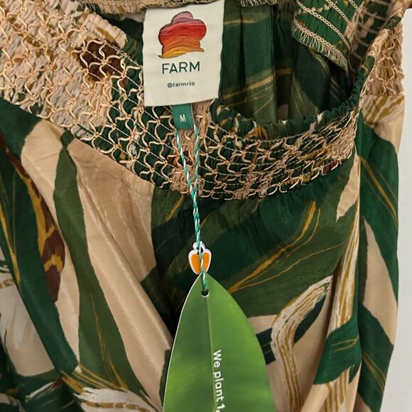 Farm Rio beige tropical isla one-shoulder jumpsuit Size M - Picture 6 of 9